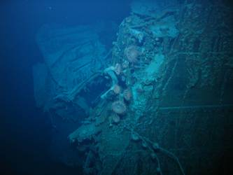 Break in ship's stbd side below main deck level